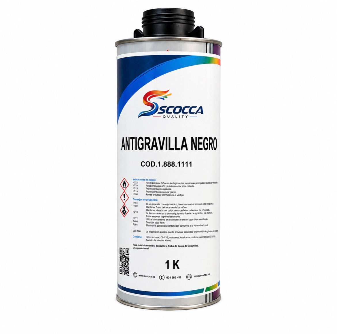 Antigravilla Negra 1K Scocca – Protección para Carrocería