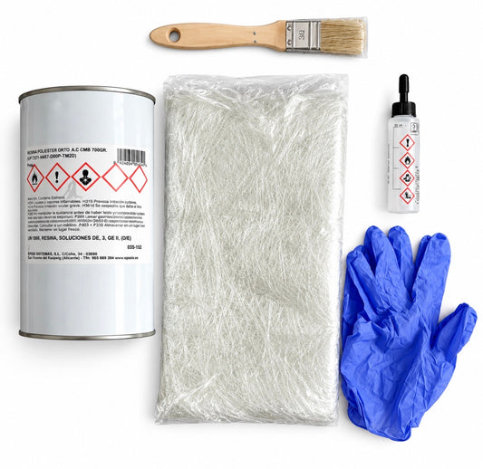 Kit de Reparación de Fibra de Vidrio con Resina